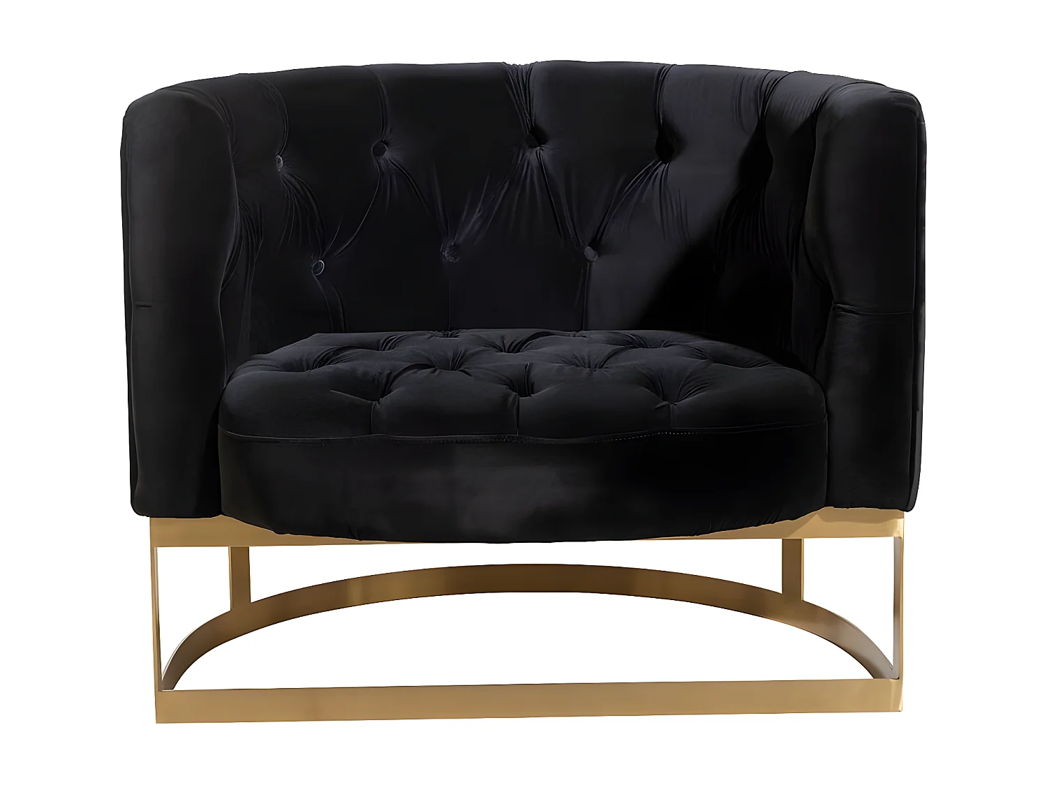 Fauteuil en Velours "Wilson" 90cm Anthracite & Or