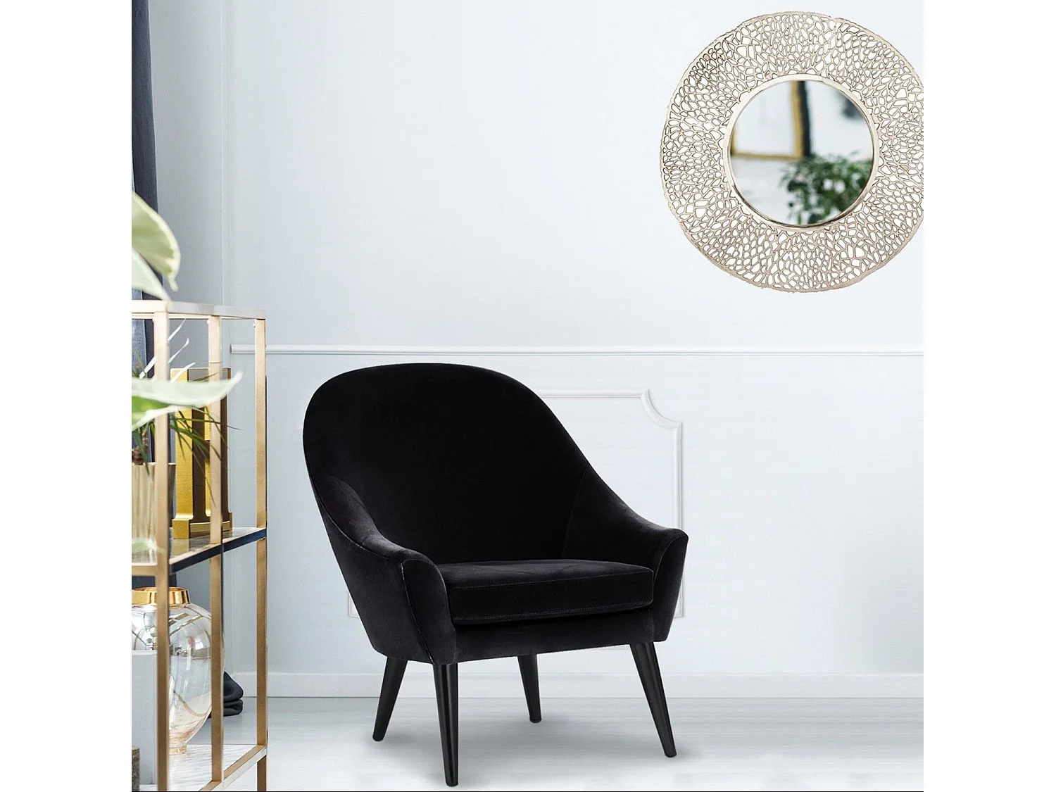 Fauteuil scandinave Dakota Velours Noir