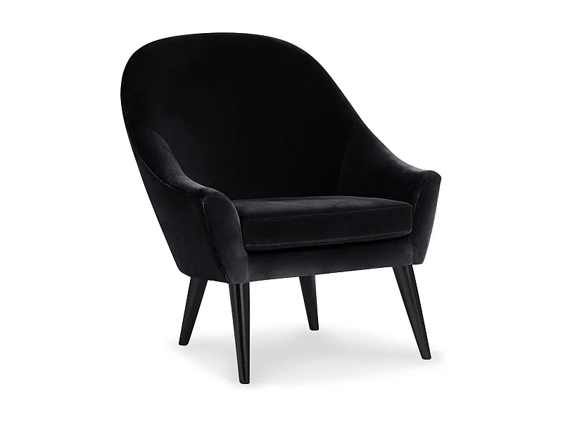 Fauteuil scandinave Dakota Velours Noir