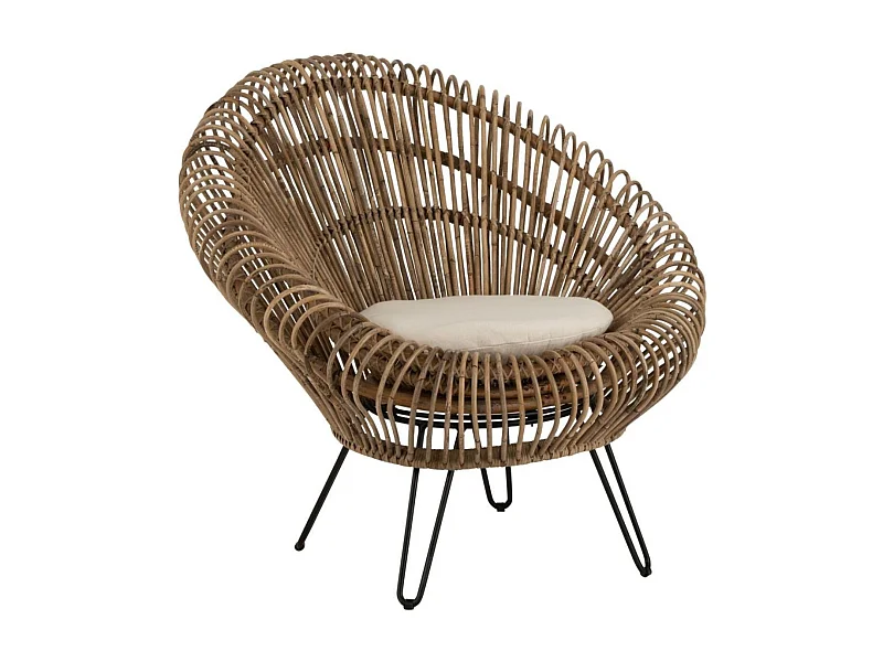 Fauteuil Design & Coussin "Vivi" 104cm Naturel