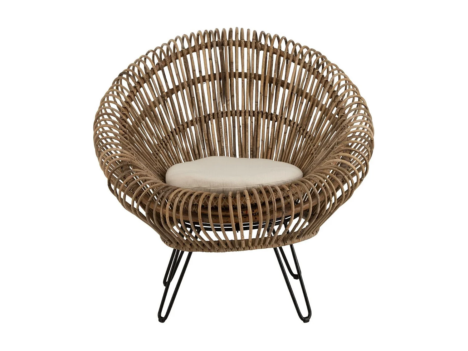 Fauteuil Design & Coussin "Vivi" 104cm Naturel