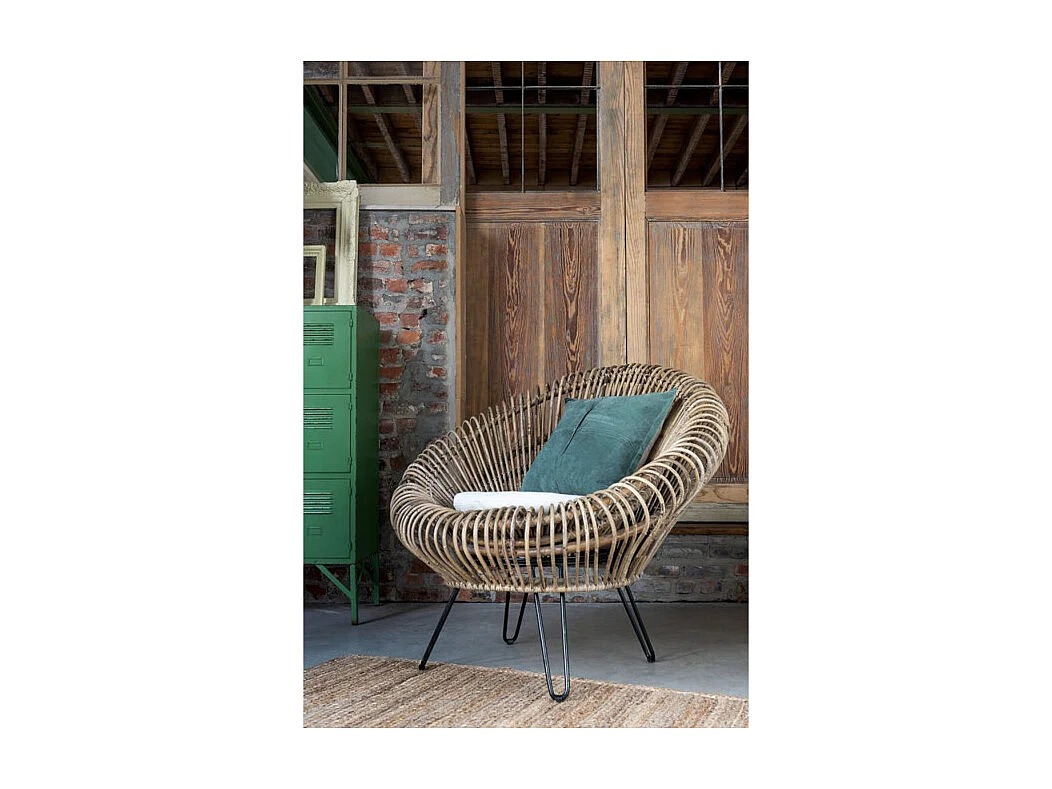 Fauteuil Design & Coussin "Vivi" 104cm Naturel