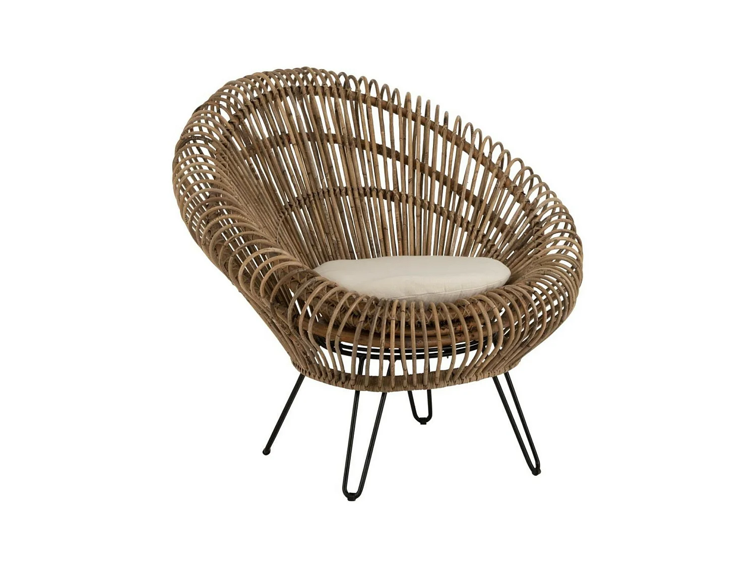 Fauteuil Design & Coussin "Vivi" 104cm Naturel