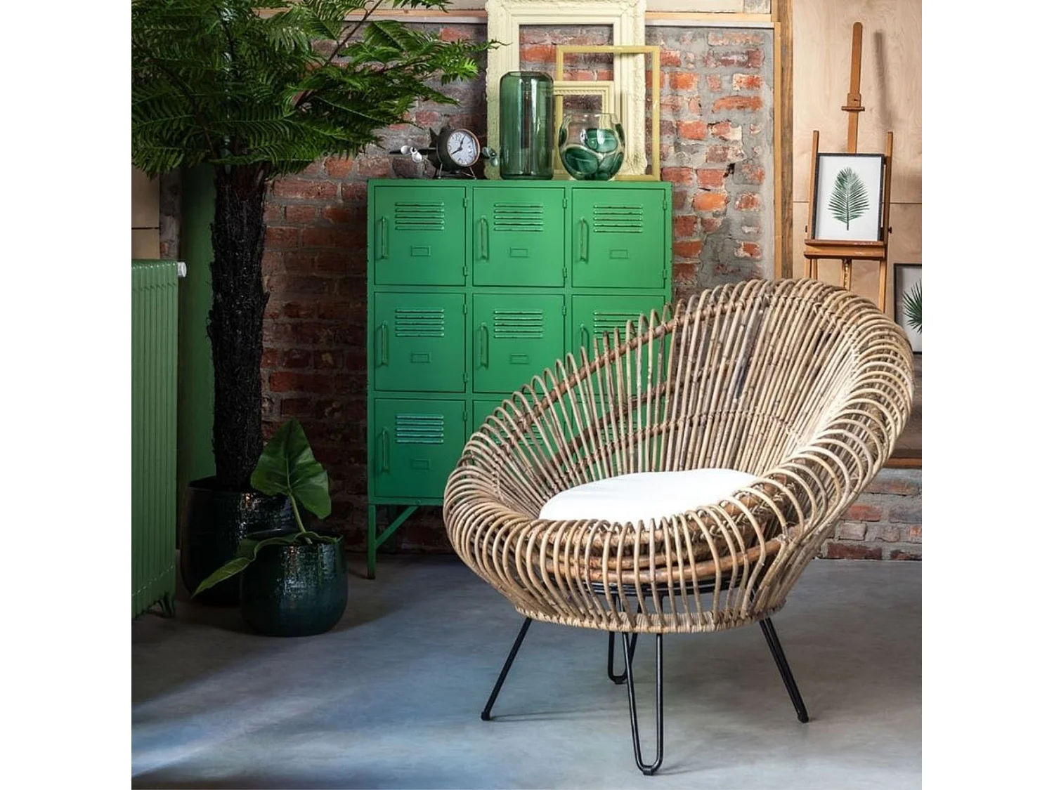 Fauteuil Design & Coussin "Vivi" 104cm Naturel