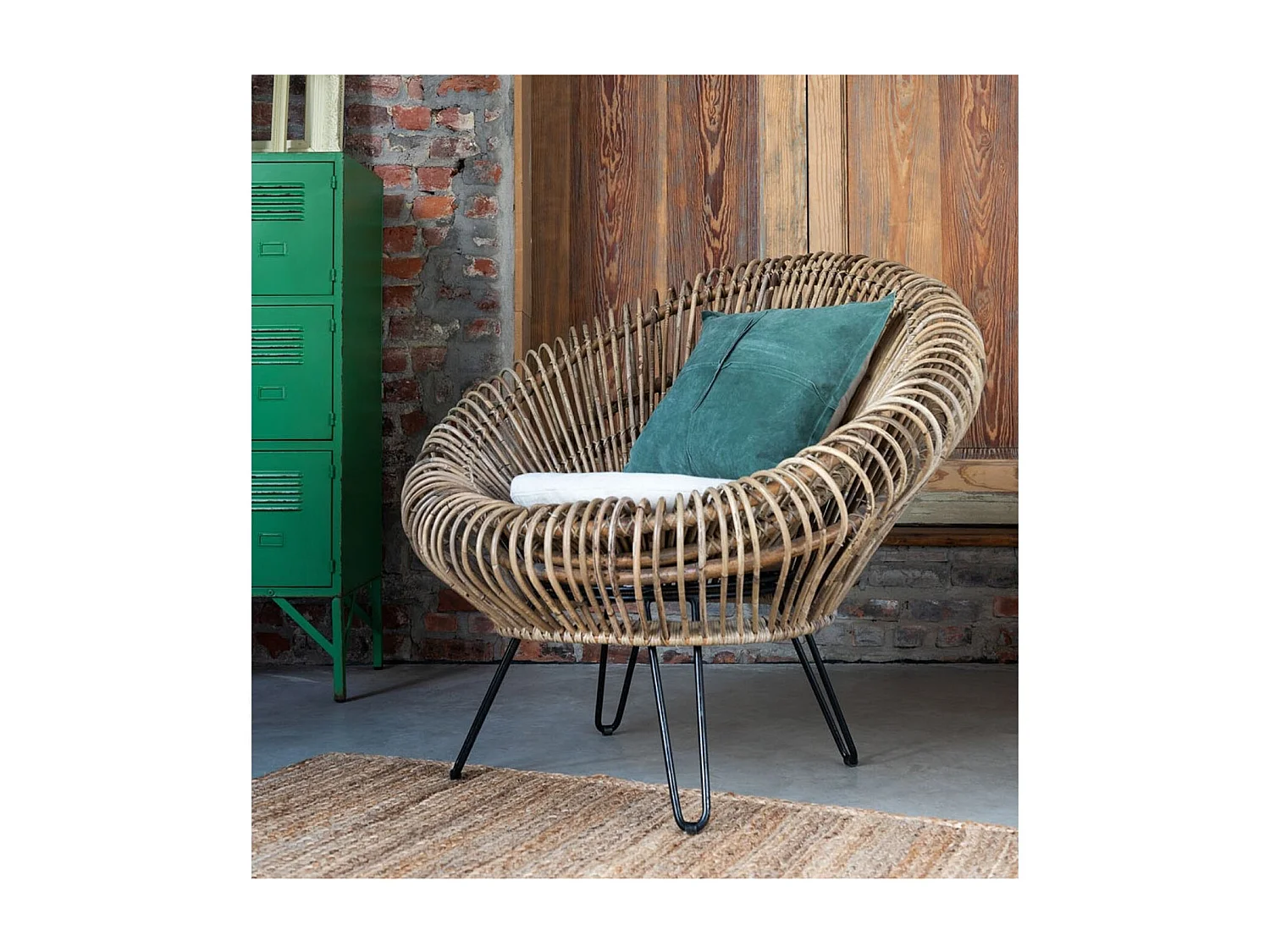 Fauteuil Design & Coussin "Vivi" 104cm Naturel