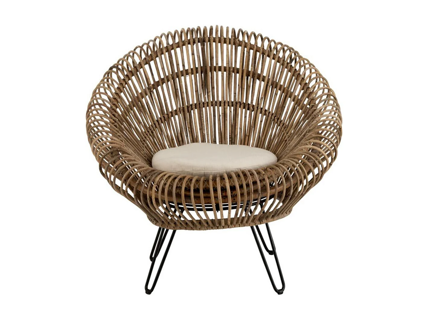 Fauteuil Design & Coussin "Vivi" 104cm Naturel