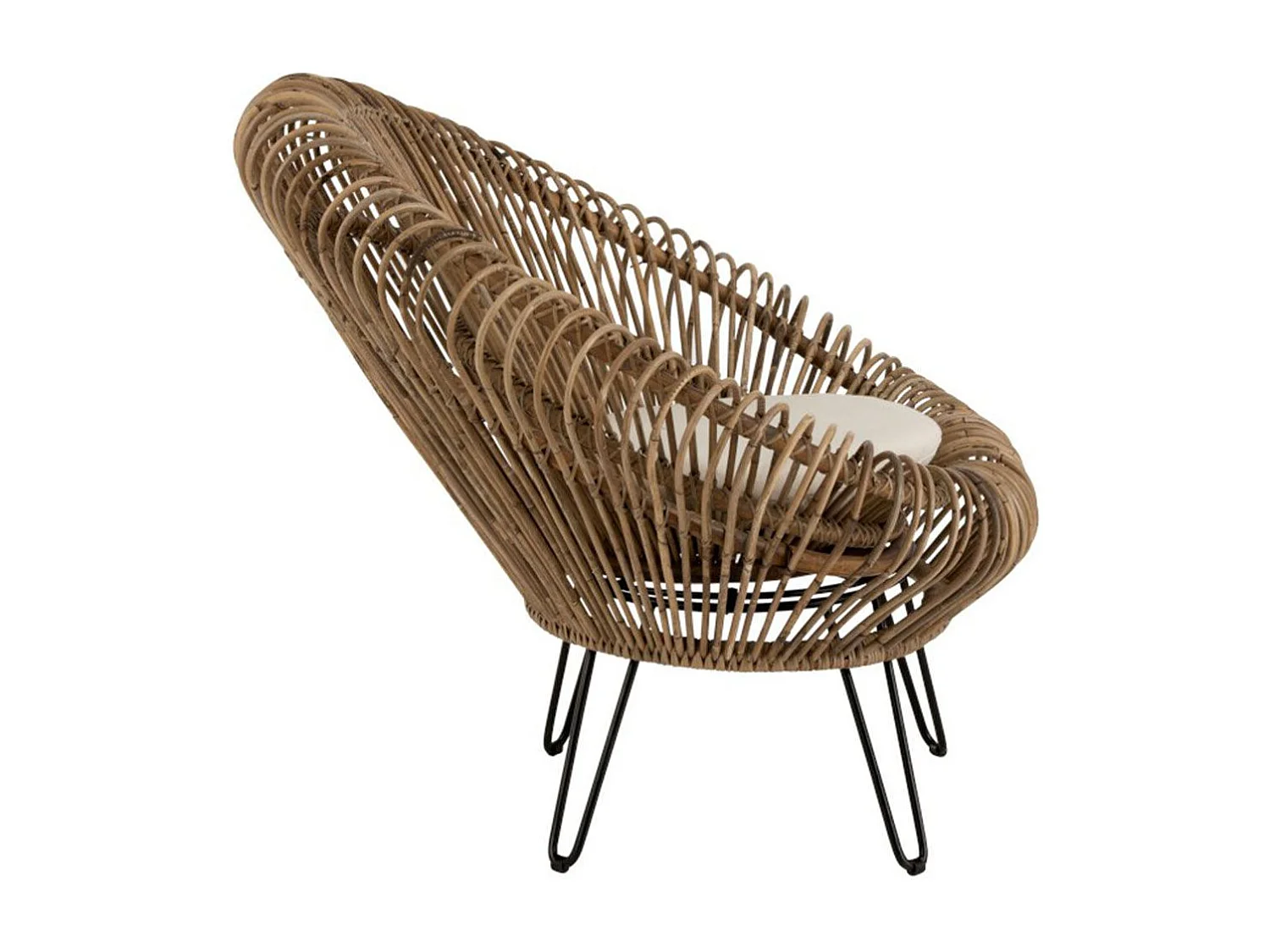 Fauteuil Design & Coussin "Vivi" 104cm Naturel