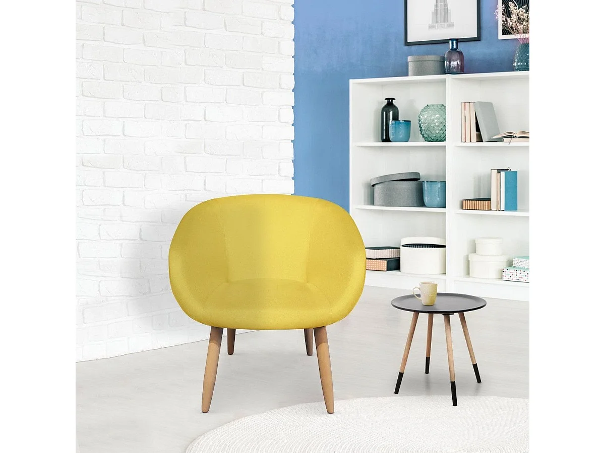 Fauteuil Scandinave en Tissu "Twiny" 76cm Jaune