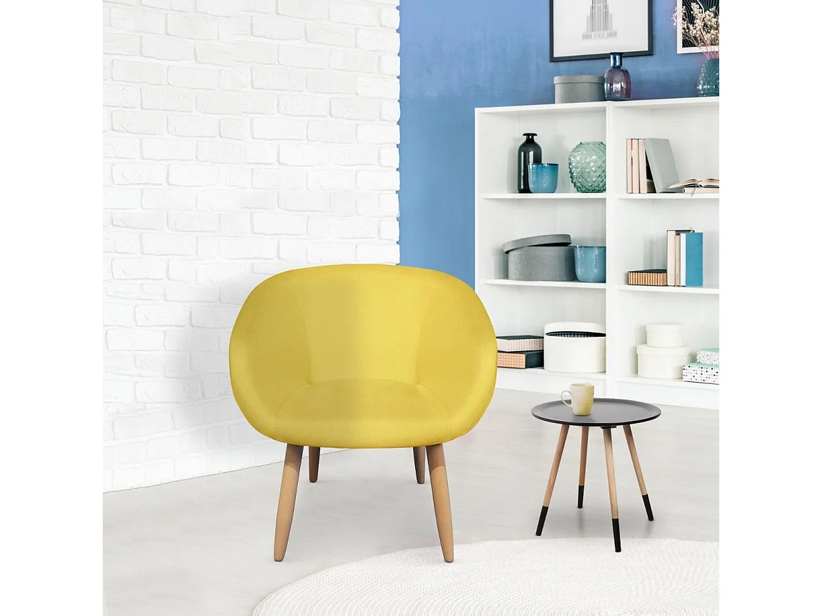 Fauteuil Scandinave en Tissu "Twiny" 76cm Jaune