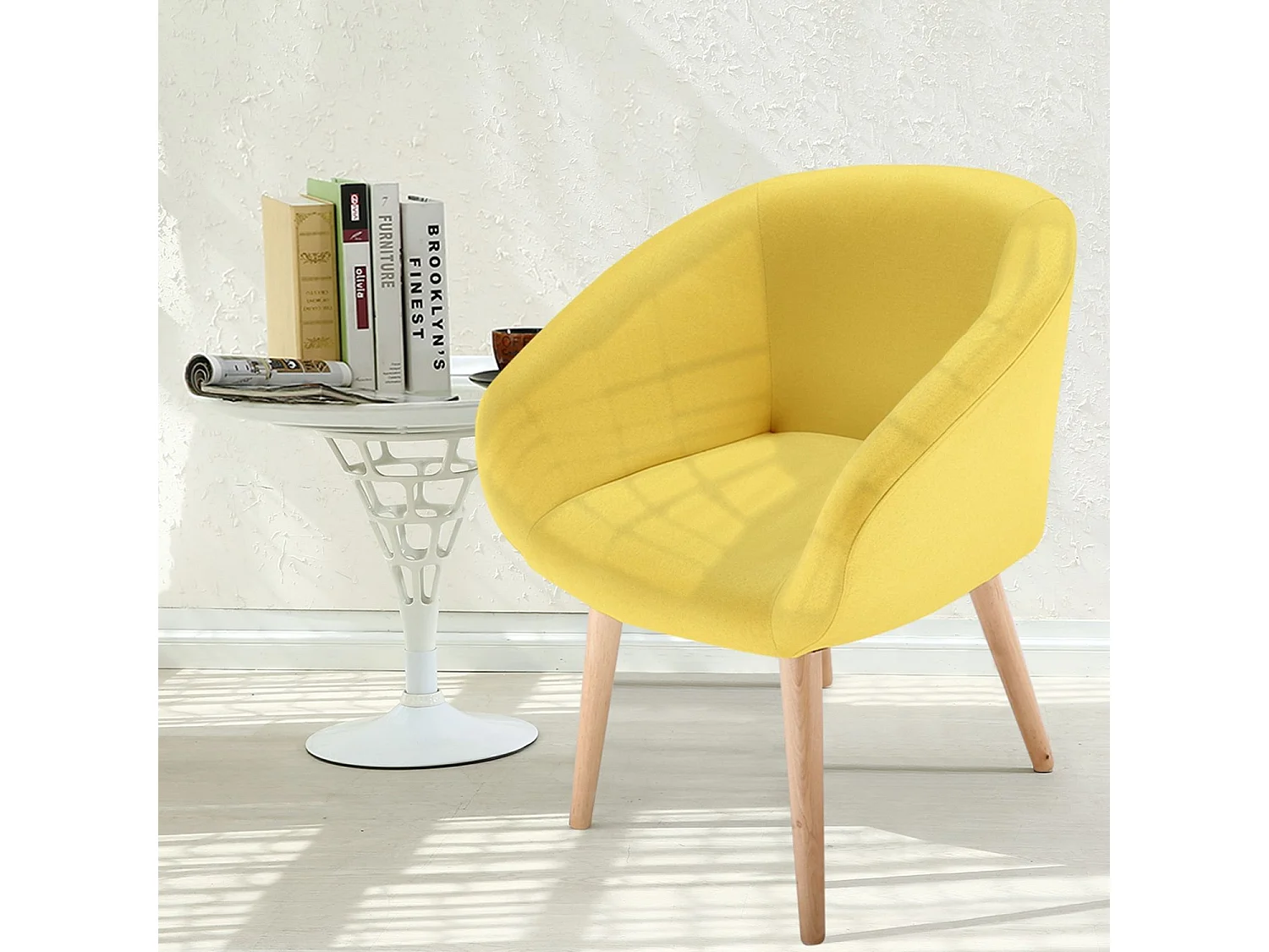 Fauteuil Scandinave en Tissu "Twiny" 76cm Jaune