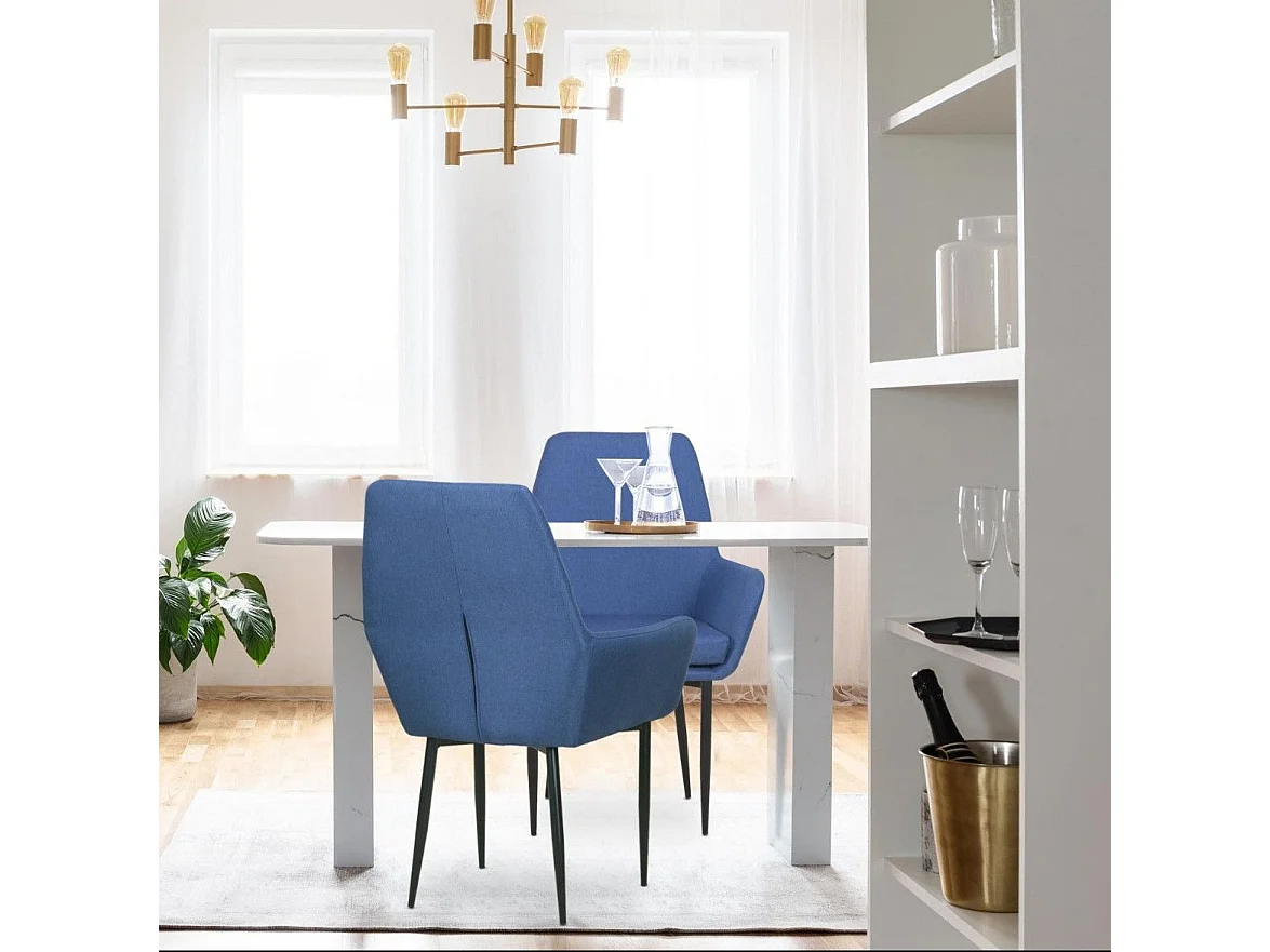 Fauteuil Design en Tissu "Emanuel" 97cm Bleu Foncé