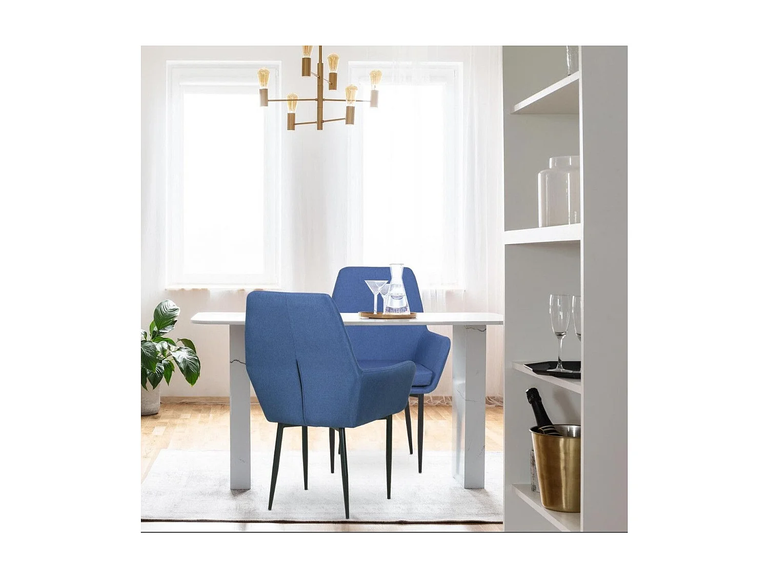 Fauteuil Design en Tissu "Emanuel" 97cm Bleu Foncé