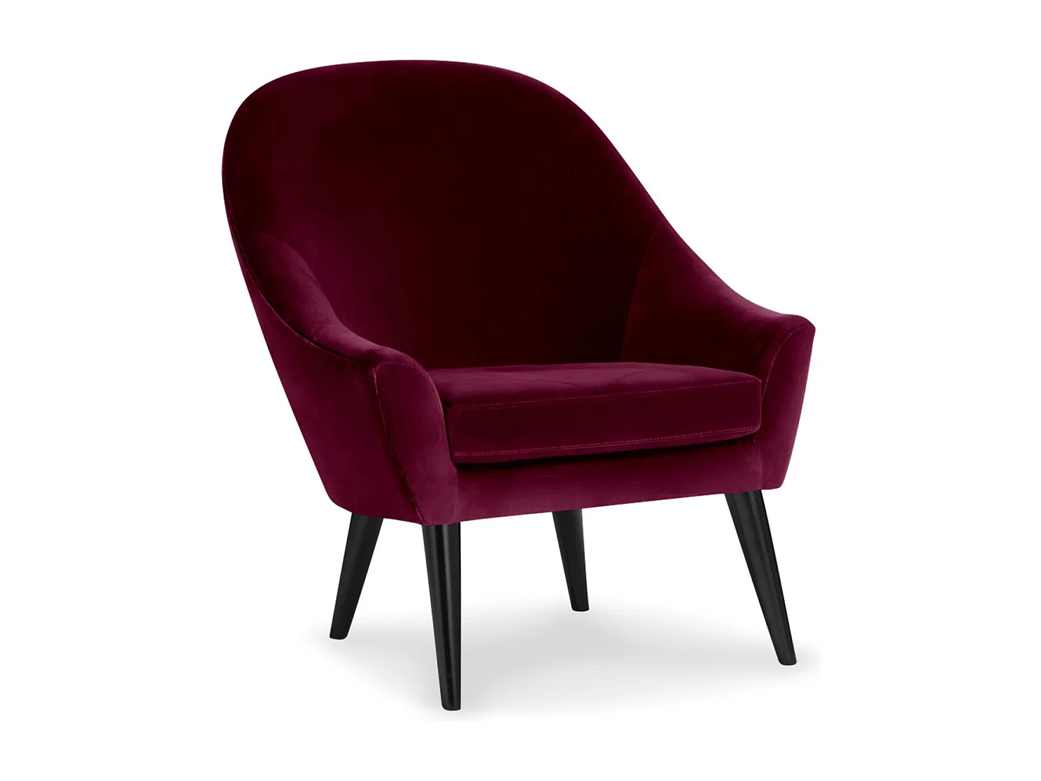 Fauteuil Scandinave Velours "Ulla" 88cm Bordeaux