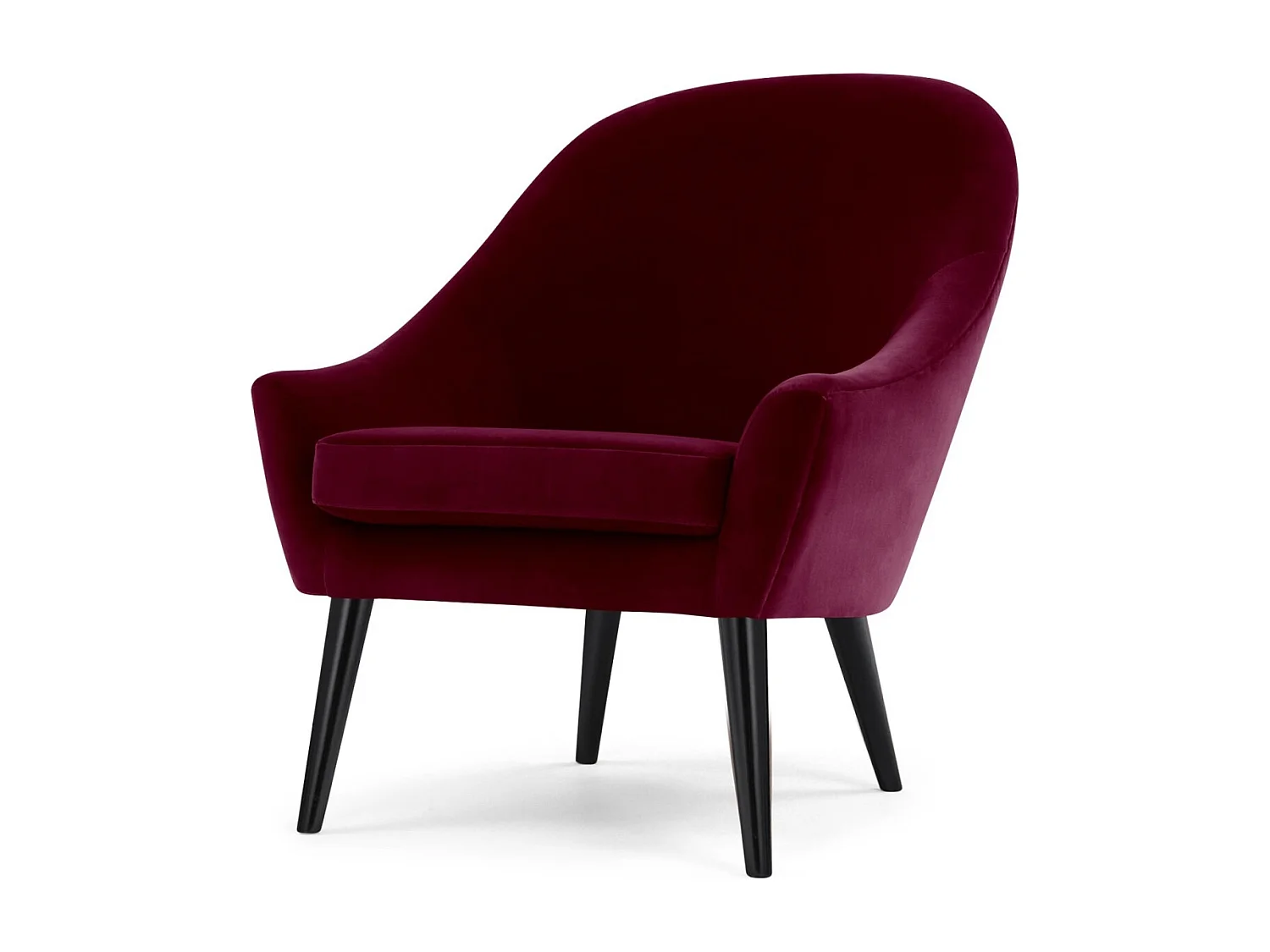 Fauteuil Scandinave Velours "Ulla" 88cm Bordeaux