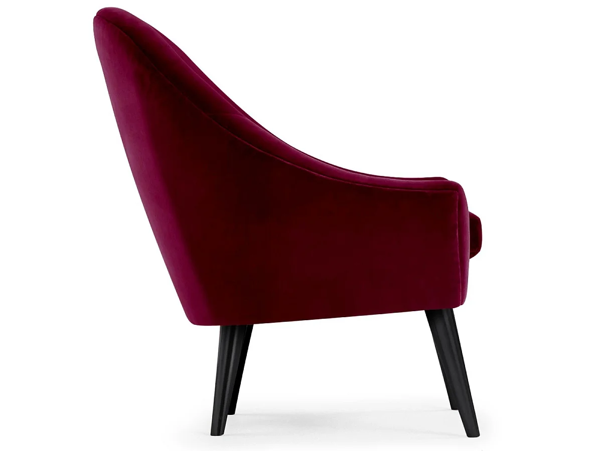 Fauteuil Scandinave Velours "Ulla" 88cm Bordeaux