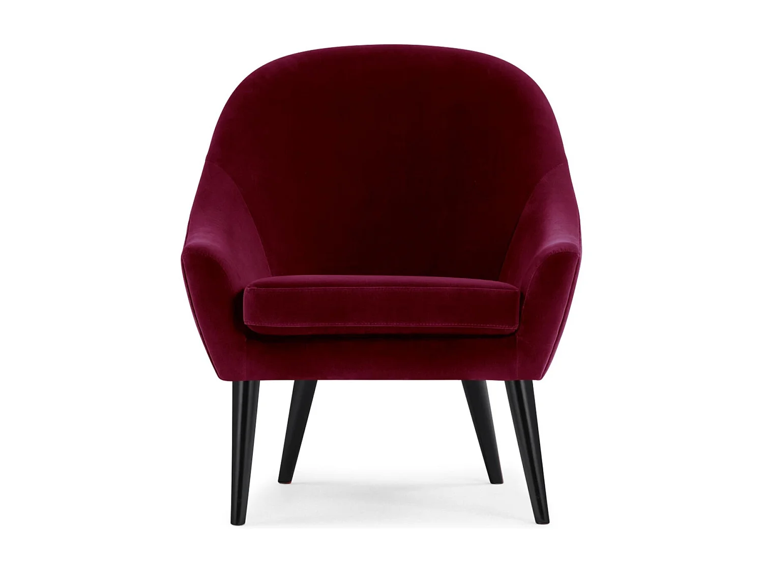 Fauteuil Scandinave Velours "Ulla" 88cm Bordeaux