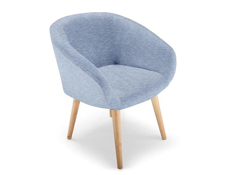 Fauteuil Scandinave en Tissu "Twiny" 76cm Bleu