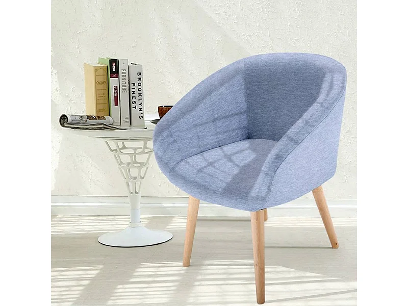 Fauteuil Scandinave en Tissu "Twiny" 76cm Bleu