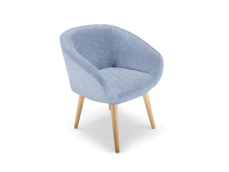 Fauteuil Scandinave en Tissu "Twiny" 76cm Bleu