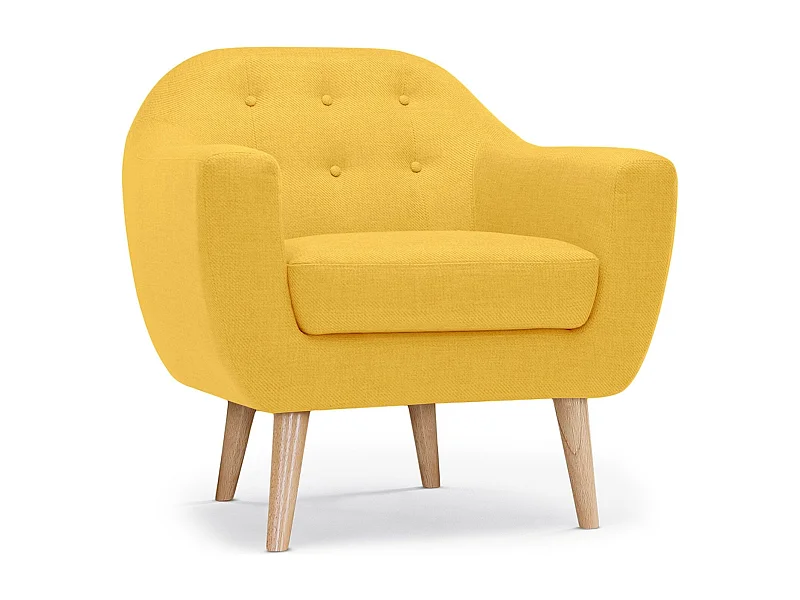 Fauteuil Scandinave Tissu "Lopy" 78cm Jaune