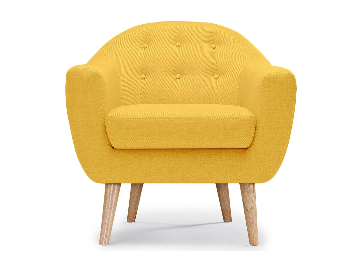 Fauteuil Scandinave Tissu "Lopy" 78cm Jaune