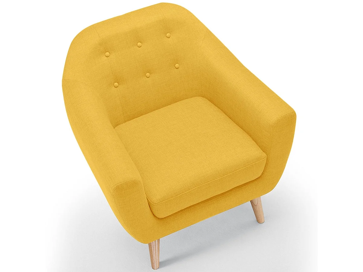Fauteuil Scandinave Tissu "Lopy" 78cm Jaune