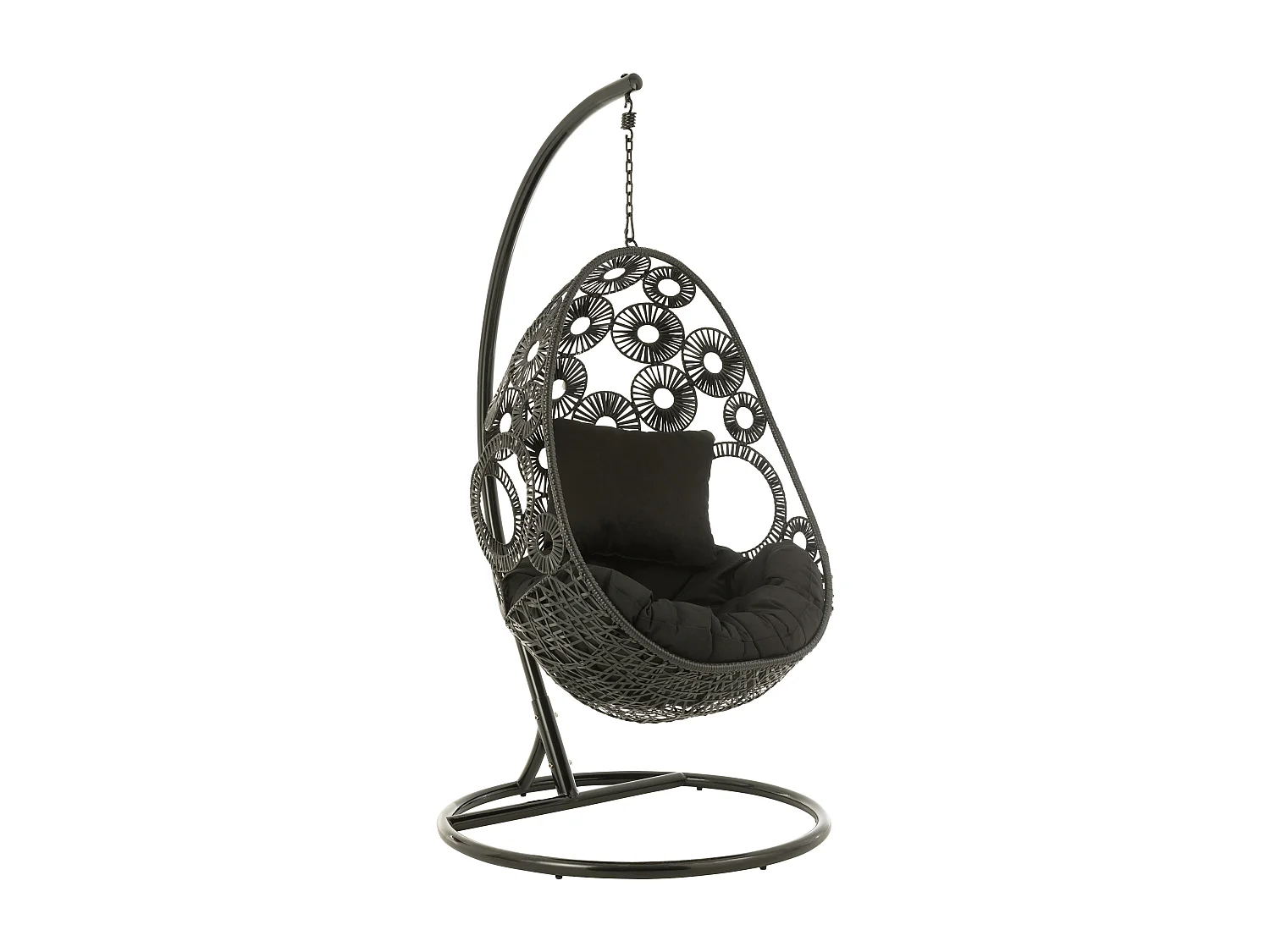 Fauteuil Suspendu & Coussin "Bula" 197cm Noir