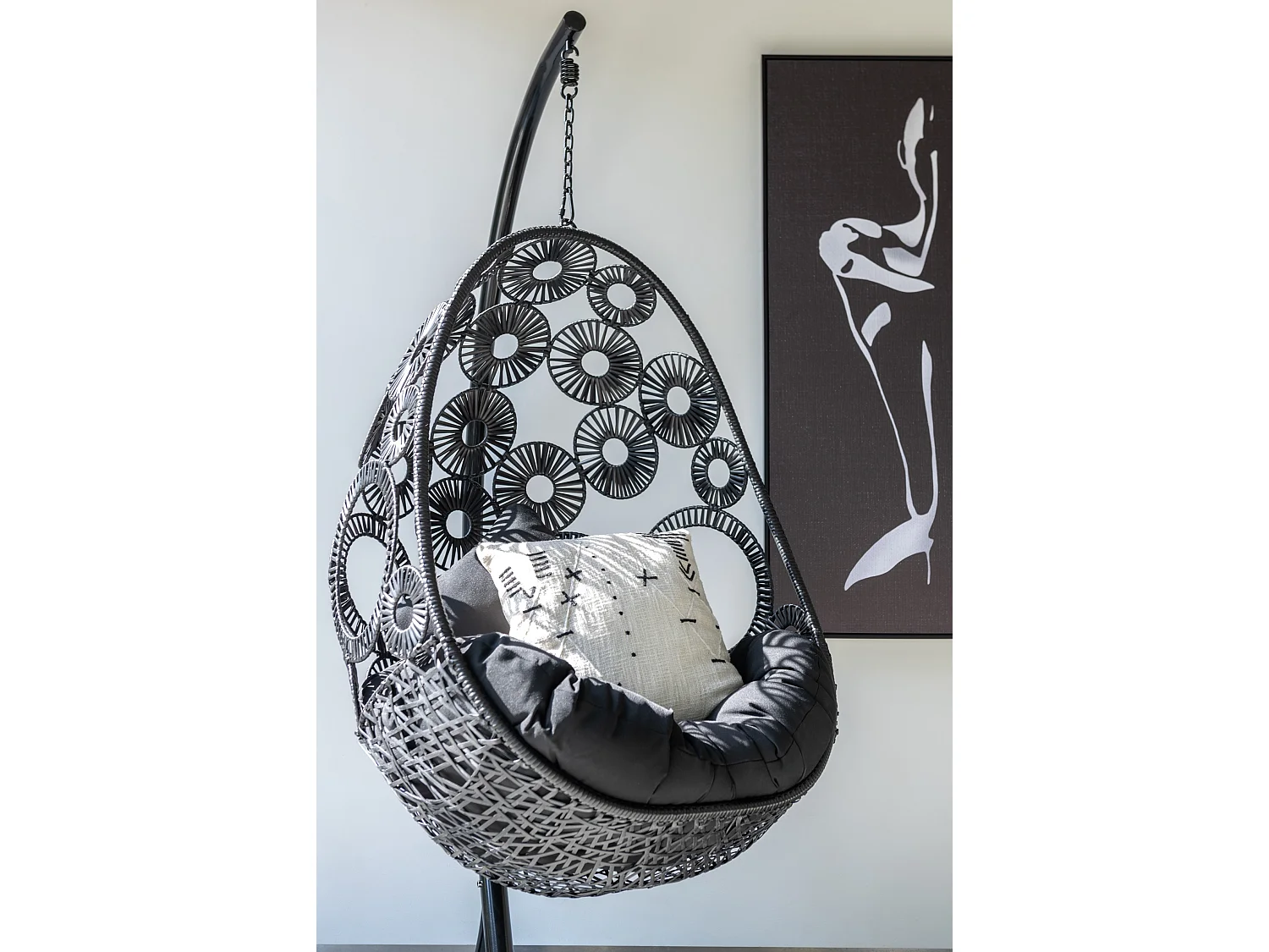 Fauteuil Suspendu & Coussin "Bula" 197cm Noir