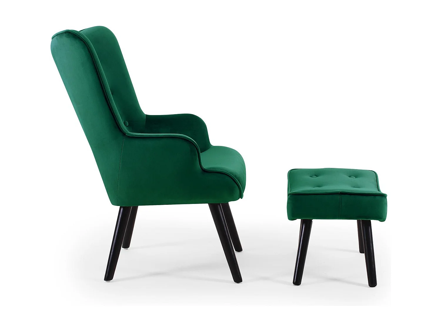 Fauteuil & Pouf Scandinave "Nomi" 100cm Vert