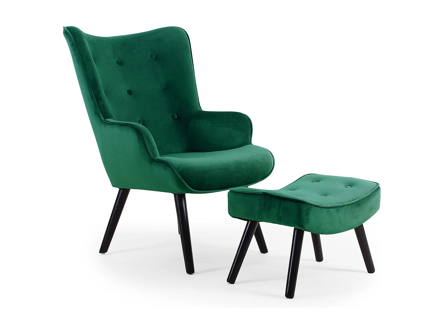 Fauteuil & Pouf Scandinave "Nomi" 100cm Vert