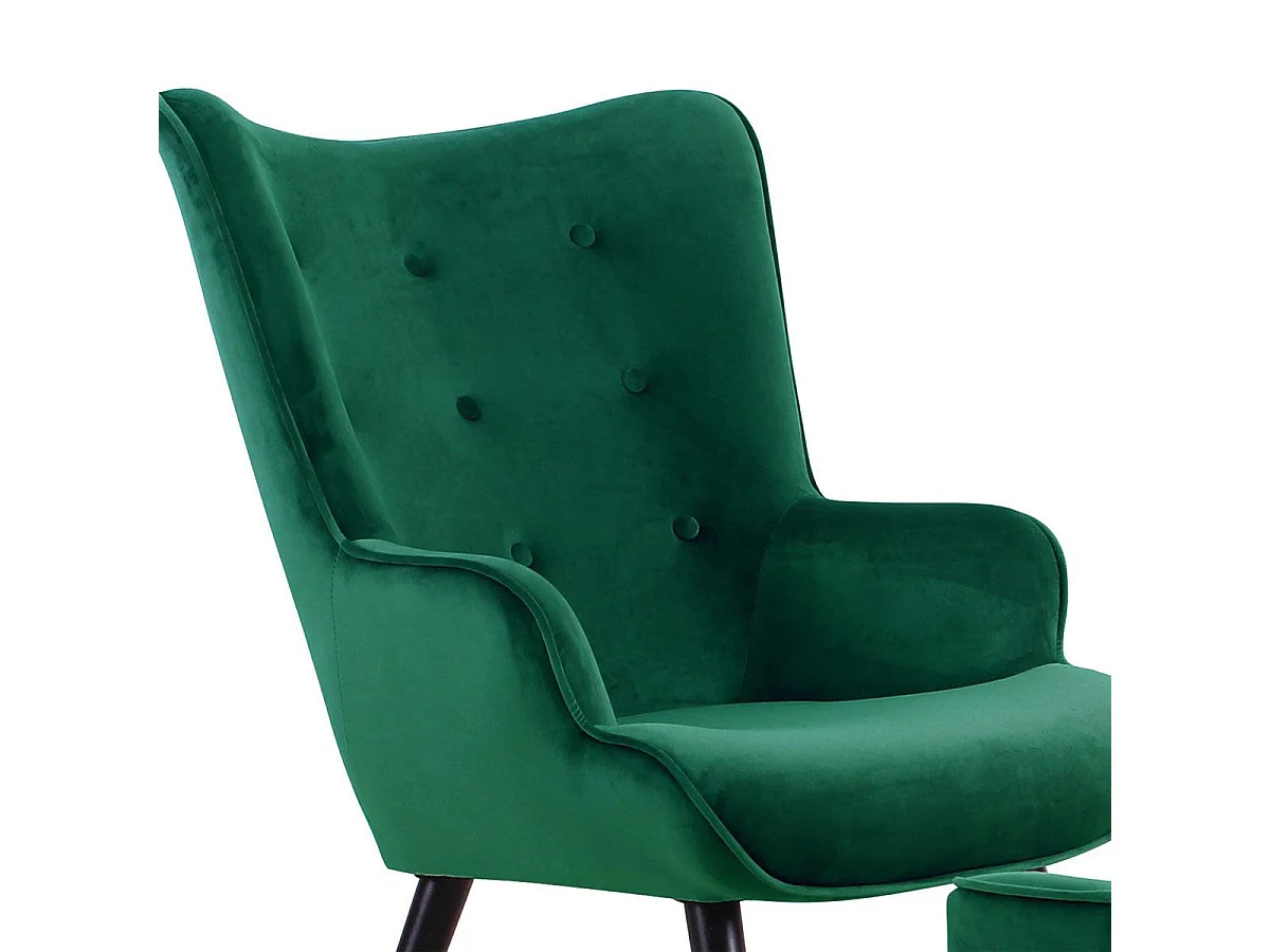 Fauteuil & Pouf Scandinave "Nomi" 100cm Vert