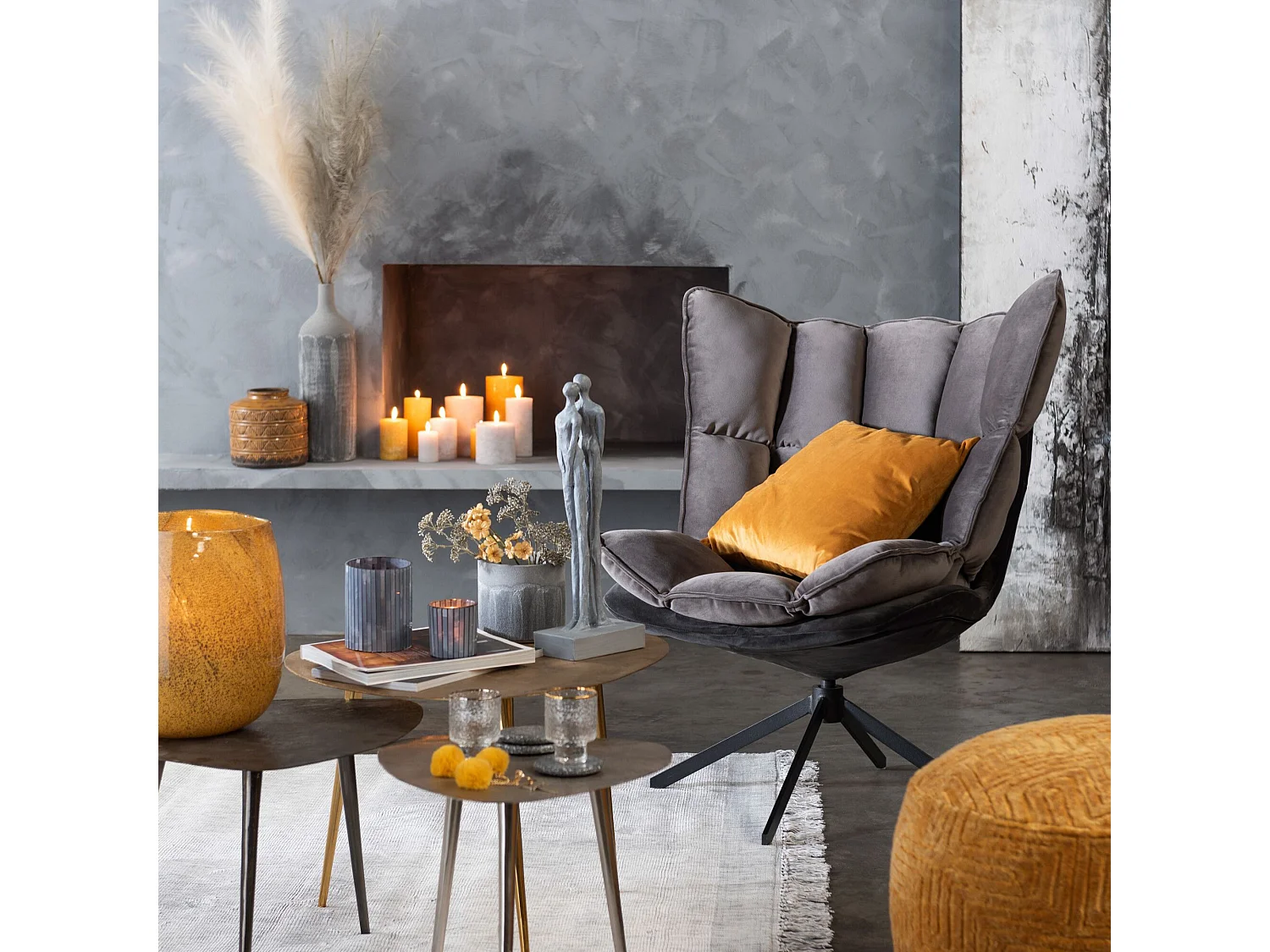 Fauteuil Design Avec Coussin "Relax" 92cm Gris