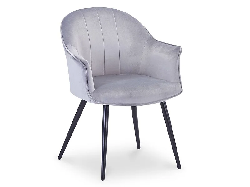 Lot de 2 Fauteuils Design Velours "Bona" 83cm Argent