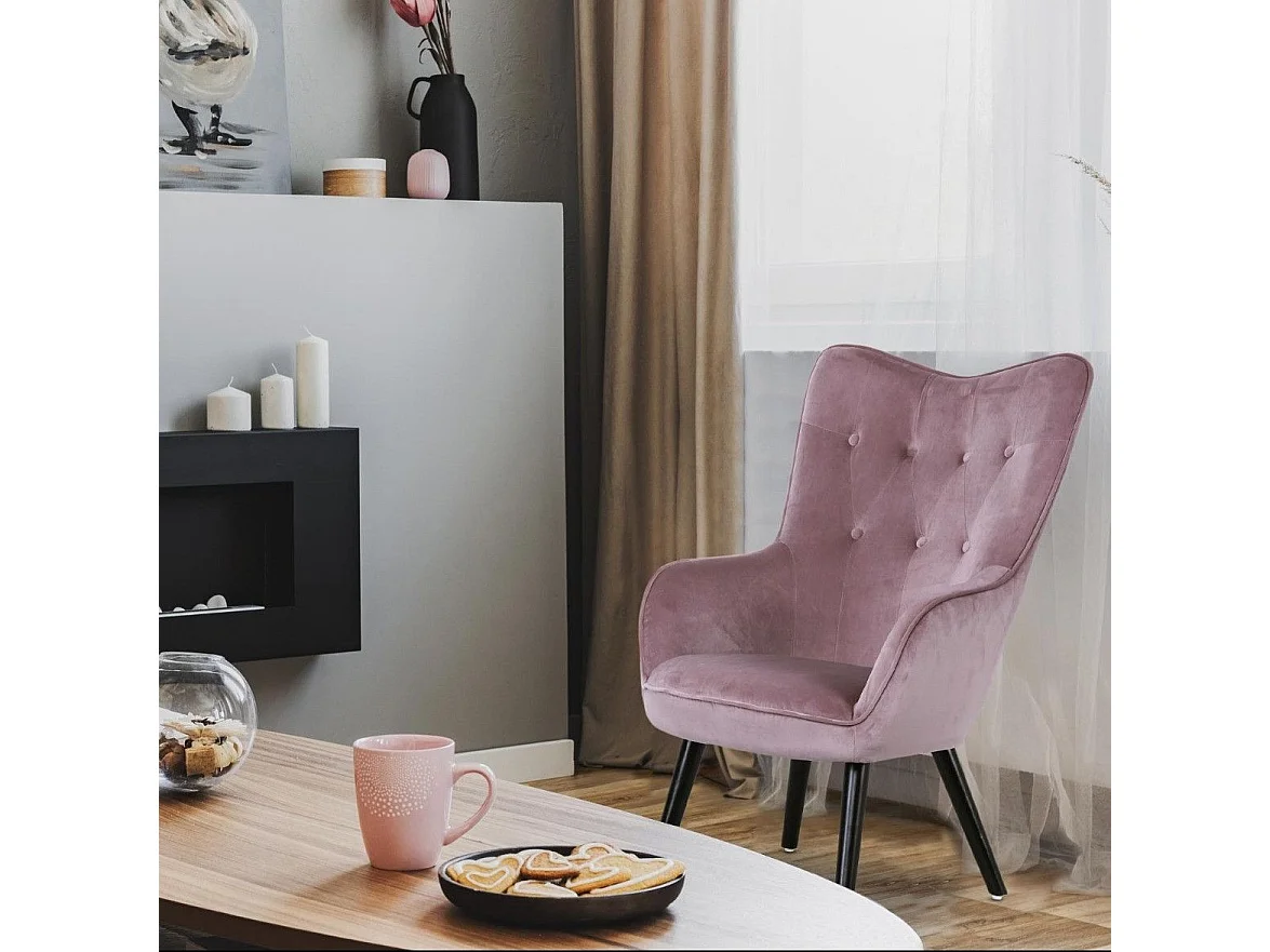 Fauteuil Scandinave Velours "Vianey" 100cm Rose