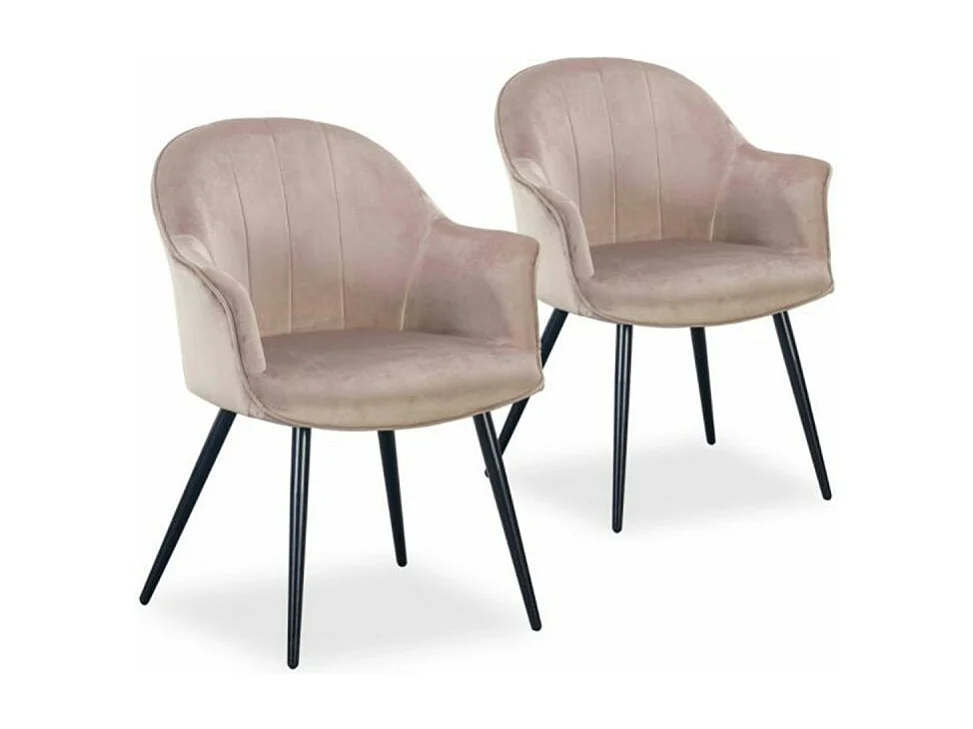Set aus 2 Design-Sesseln aus Samt "Bona" 83cm Taupe Bequem und Elegant