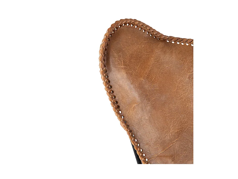 Fauteuil Design en Cuir "Papillon" 73cm Marron