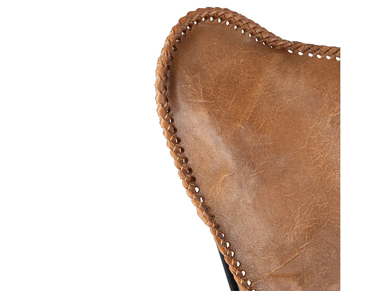 Fauteuil Design en Cuir "Papillon" 73cm Marron