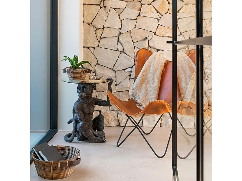 Fauteuil Design en Cuir "Papillon" 73cm Marron