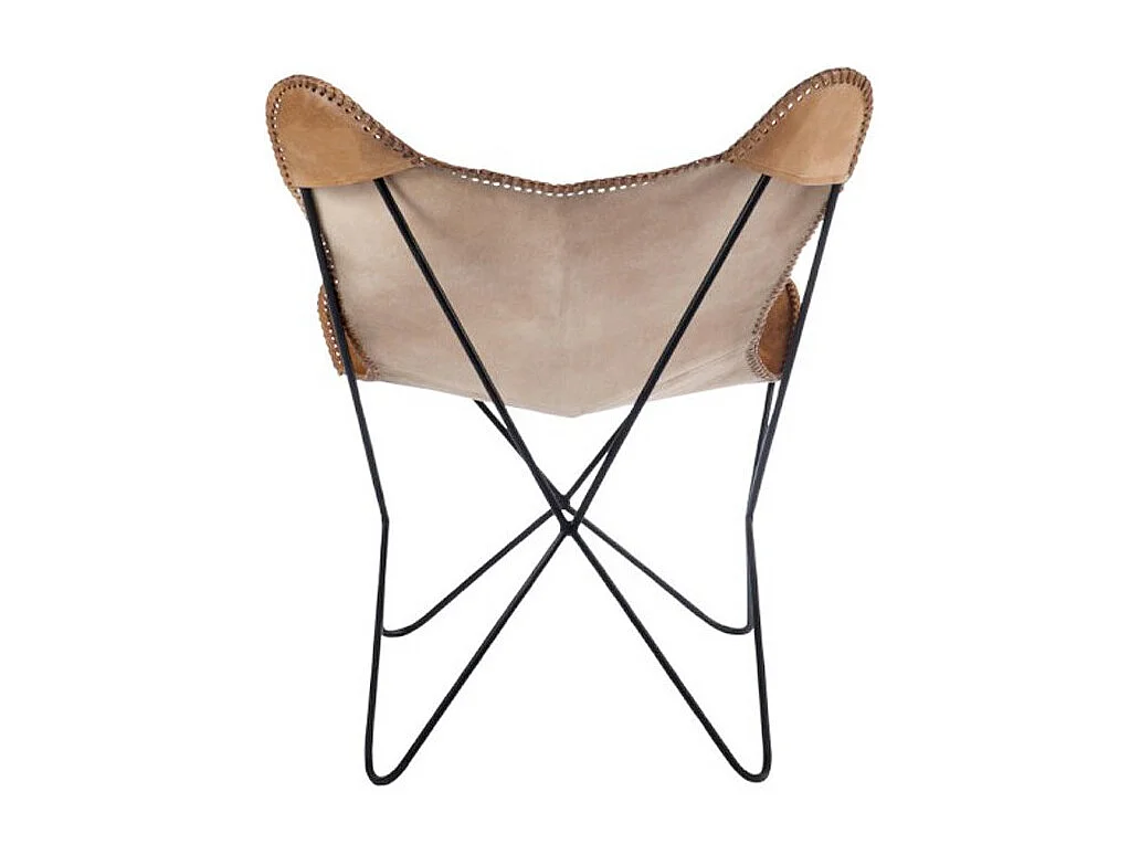 Fauteuil Design en Cuir "Papillon" 73cm Marron