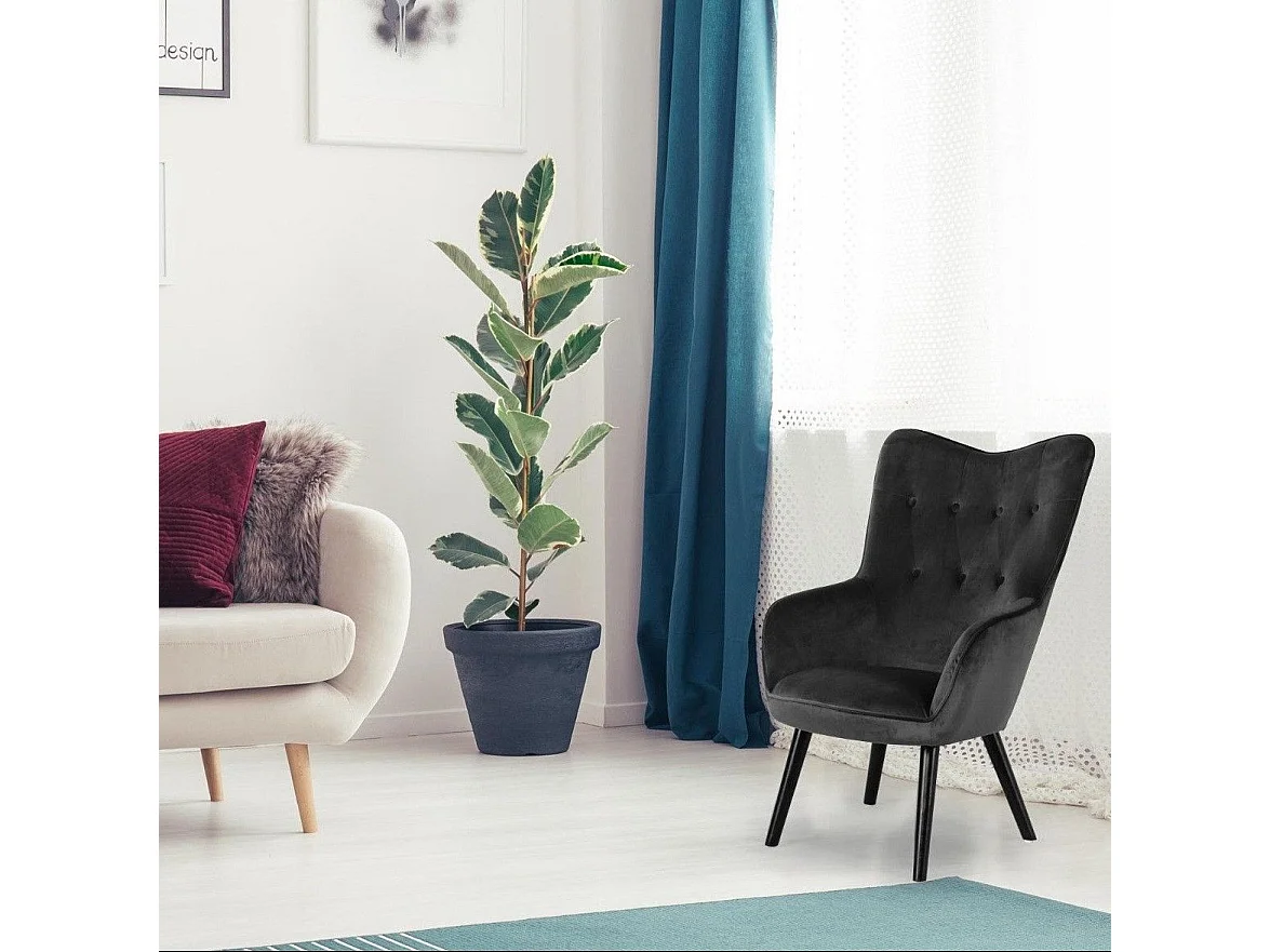 Fauteuil Design en Velours "Artic" 100cm Noir