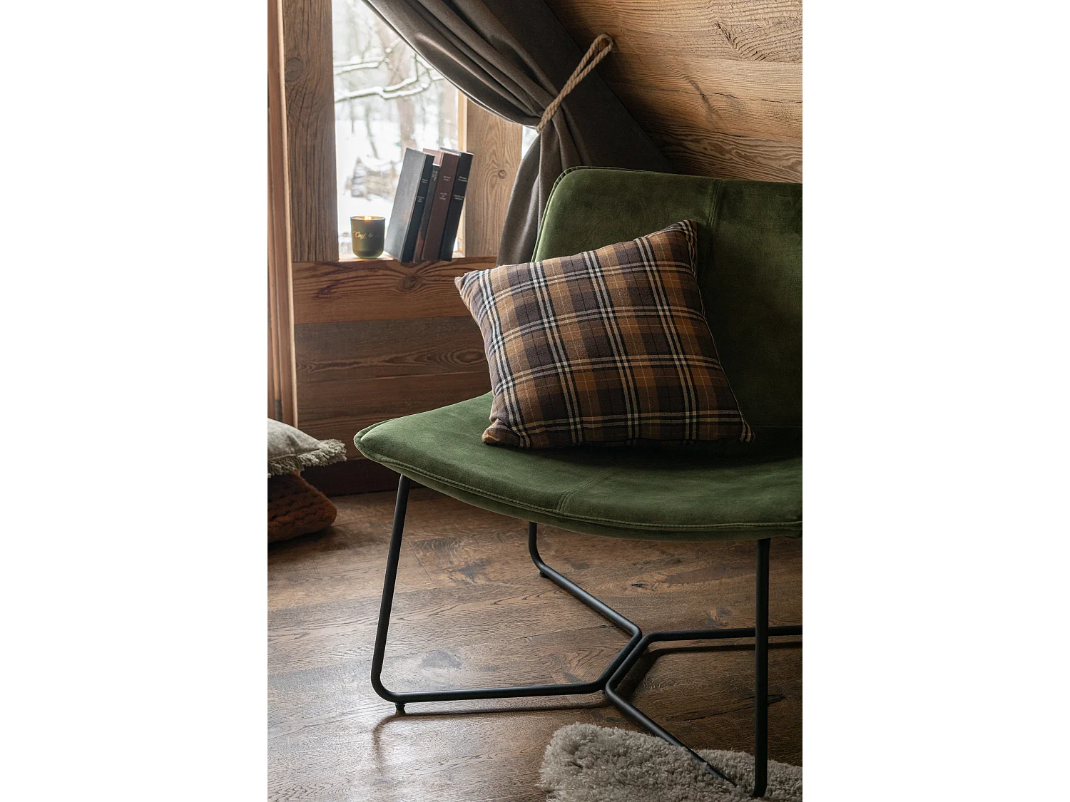 Sillón Livia de metal verde L 71 cm