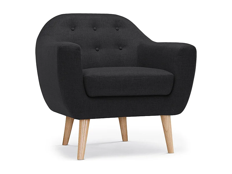 Fauteuil Scandinave Tissu "Lopy" 78cm Noir