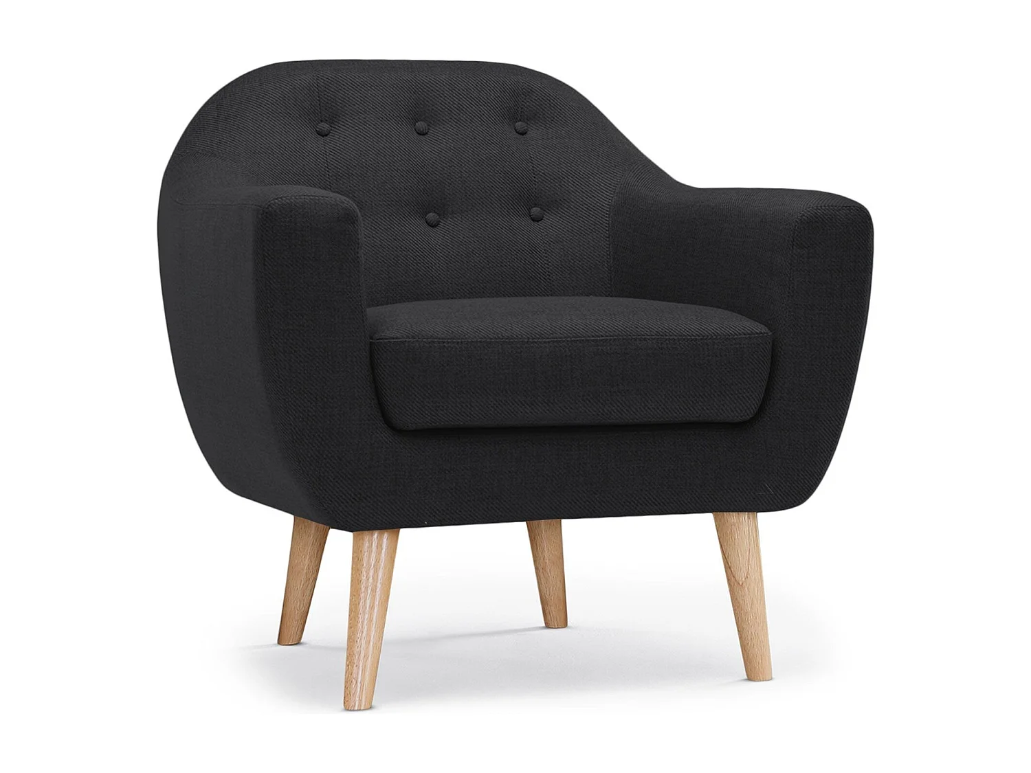 Fauteuil Scandinave Tissu "Lopy" 78cm Noir