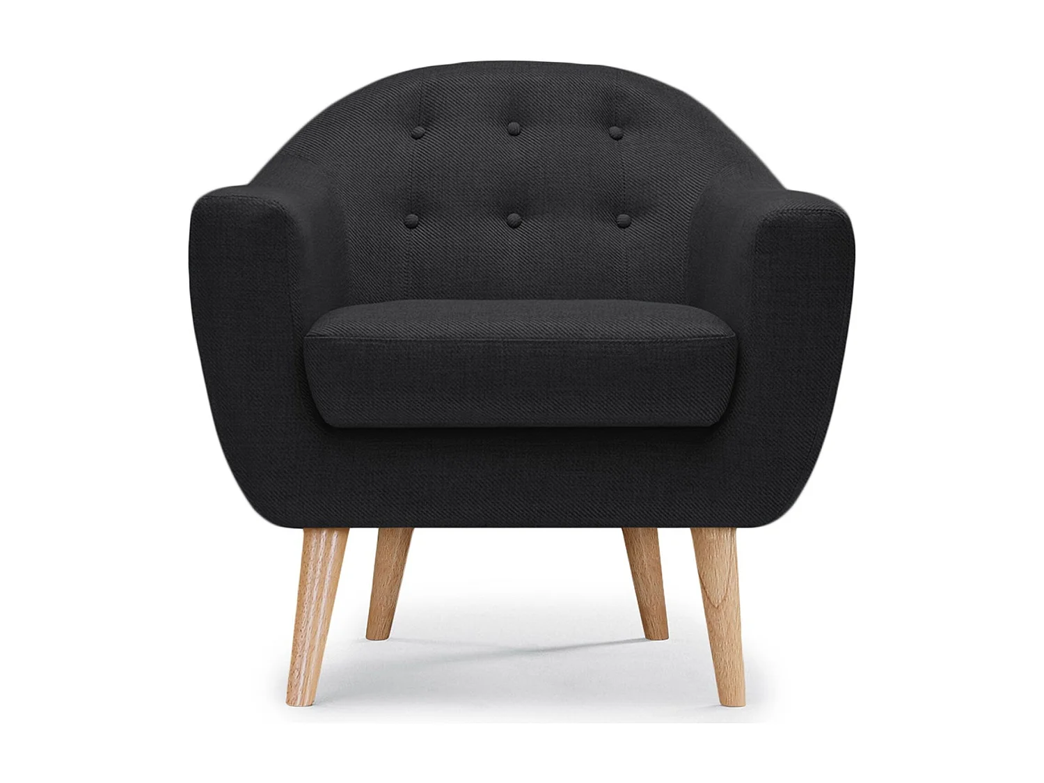 Fauteuil Scandinave Tissu "Lopy" 78cm Noir