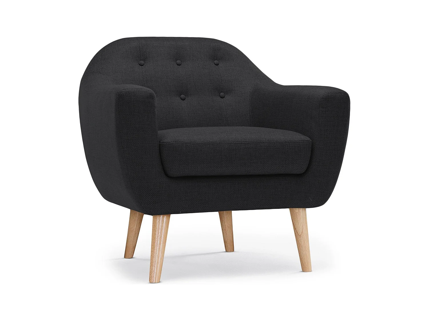 Fauteuil Scandinave Tissu "Lopy" 78cm Noir