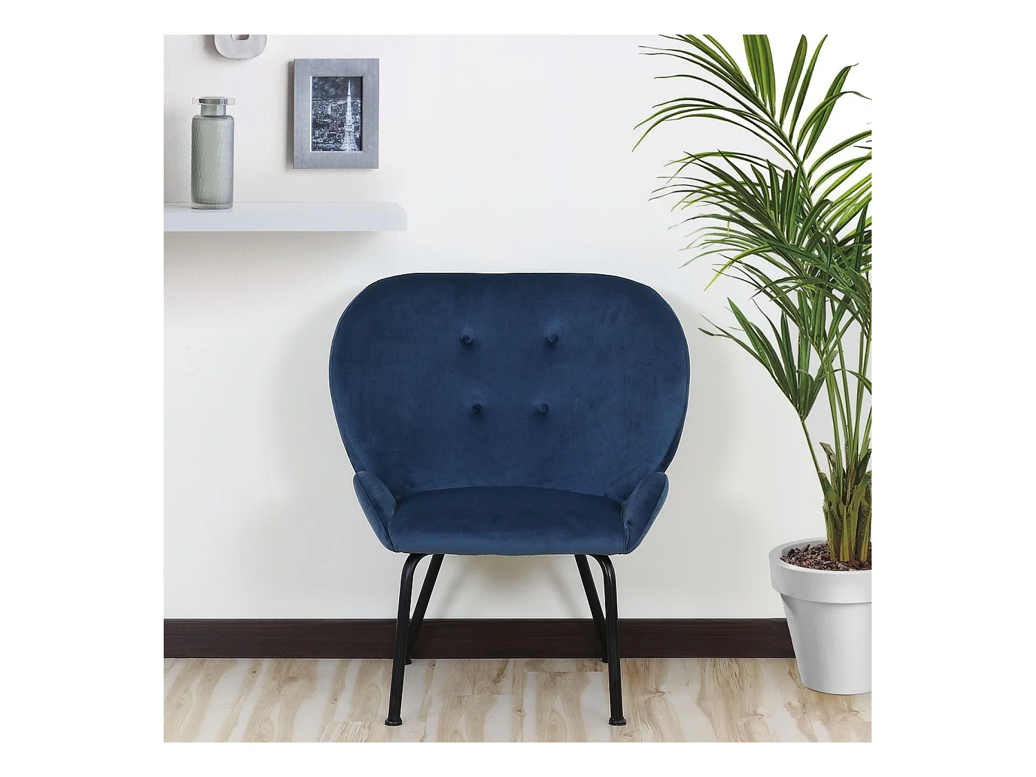 Fauteuil Coco Velours Bleu