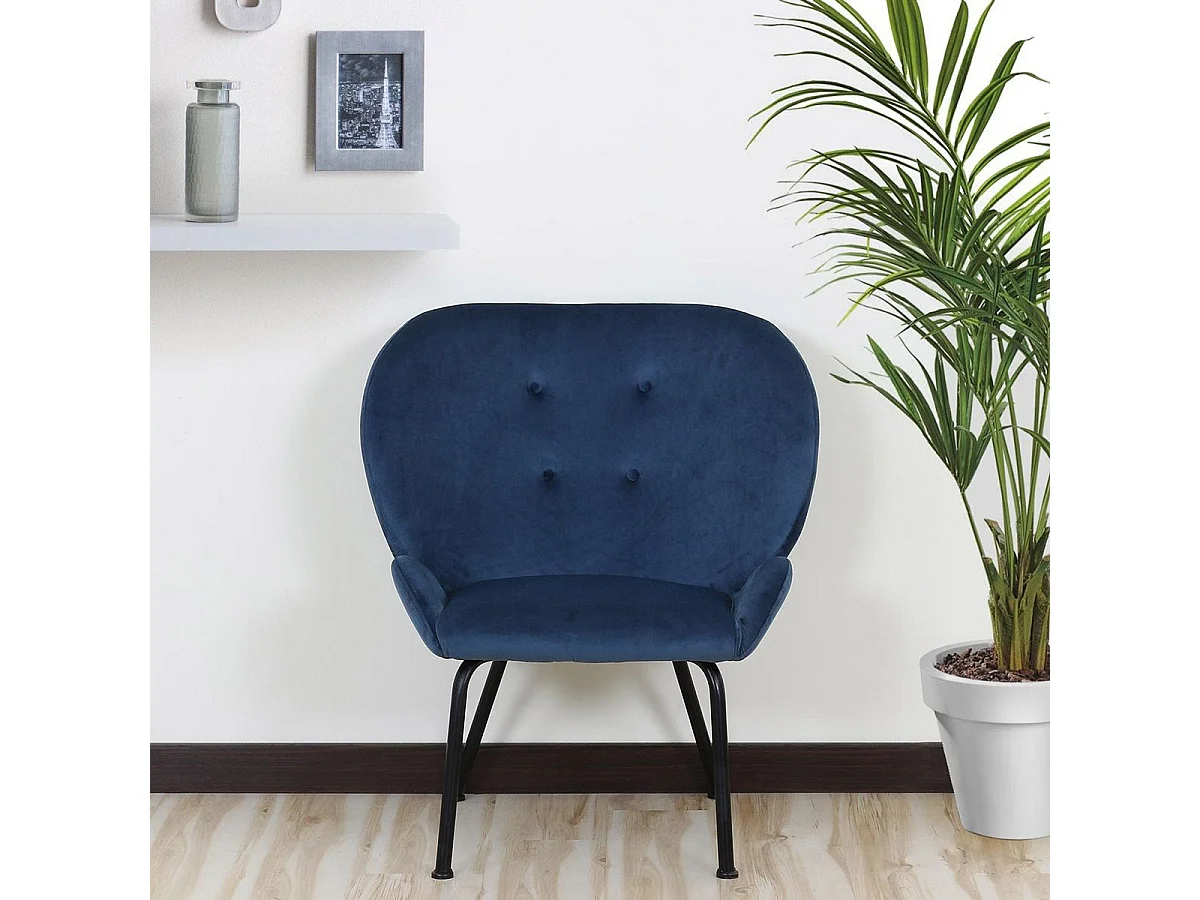 Fauteuil Coco Velours Bleu
