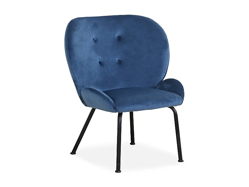 Fauteuil Design en Velours "Giovanni" 86cm Bleu
