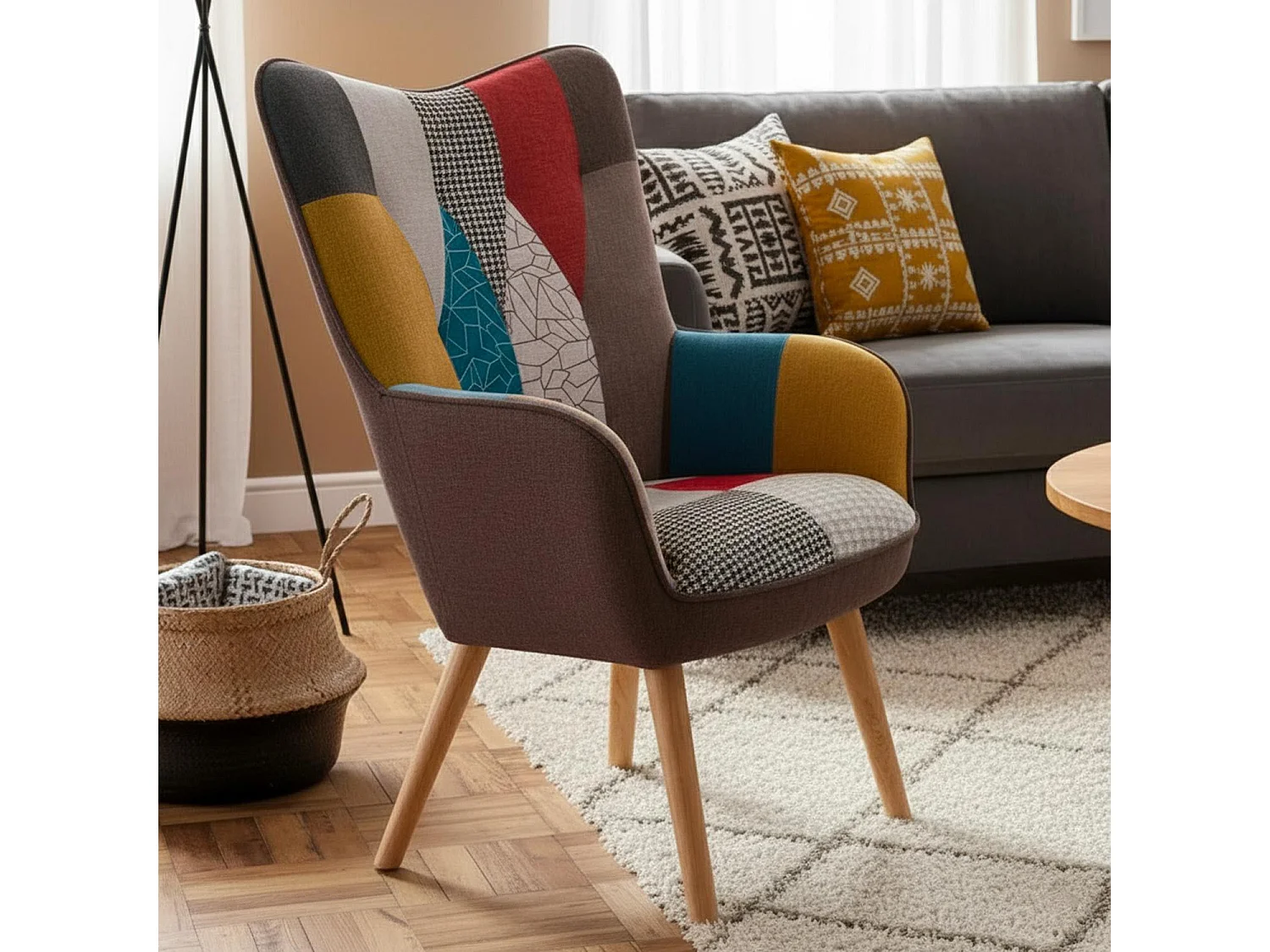 Fauteuil Design Patchwork "Artic" 100cm Multicolore