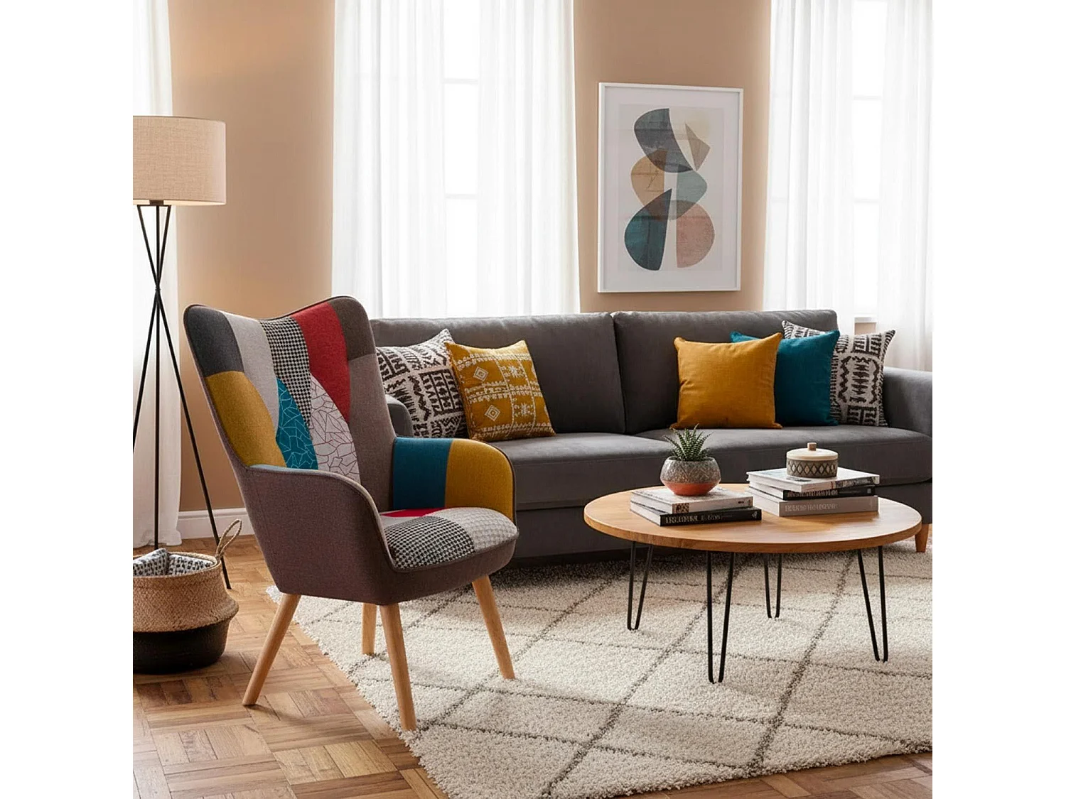 Fauteuil Design Patchwork "Artic" 100cm Multicolore